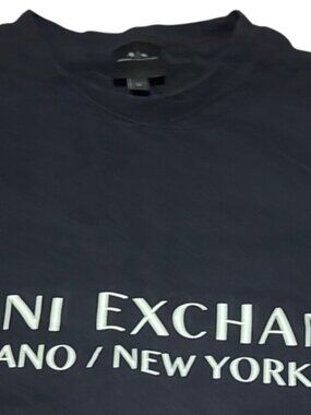 Armani Exchange A/X Sweatshirt Men's Large Black Crewneck Logo Pullover